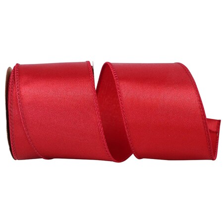 Reliant Ribbon 2.5 in. Satin Value Wired Edge Ribbon, Scarlet - 10 Yards 92575W-908-40F